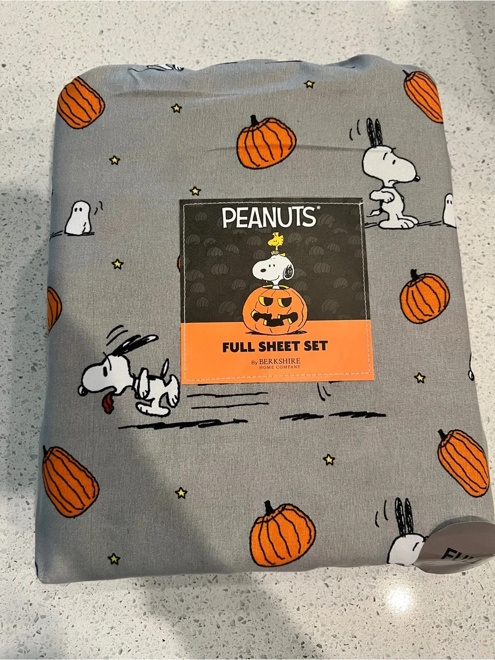 Peanuts Gray and Orange Pumpkin Snoopy Sheet Set